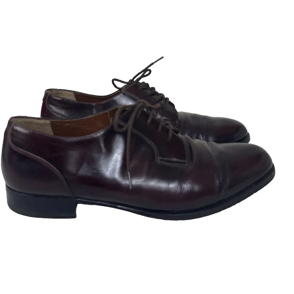 Bally Romeo Leather Oxford Dress Shoes Womens 7.5 D Burgundy Italy Preppy